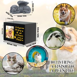 Pet Urns for Ashes, Large Wooden Pet Urns for Dog or Cat Ashes with Dog Angel, Memorial Keepsake Memory Box with Photo Frame, Loss Pet Sympathy Remembrance Gift (Large - Forever)
