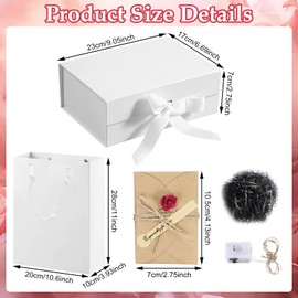 Gift Box with Lid Gift Box White 21 x 17 x 7 cm Gift Box with Bow Gift Packaging White for Birthday Wedding Christmas