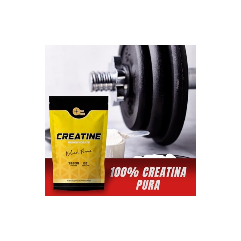 More Than Pure Creatina Monohidratada, 300g, 60 Servicios, Sabor Natural,