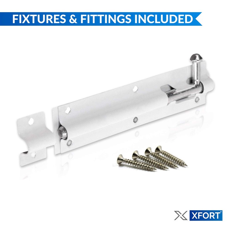 XFORT® 2 Pack Tower Bolt White 150mm (6"), Door Lock