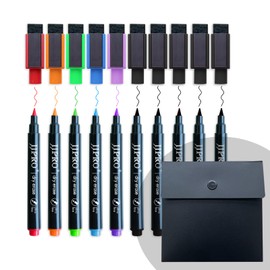 JJPRO Ultra Fine Tip Magnetic Dry Erase Markers for Fridge,Extra Fine Point Dry Erase Markers for Planning Whiteboard,Acrylic Calendar Boards,10 Count 6 Assorted Colors Whiteboard Markers