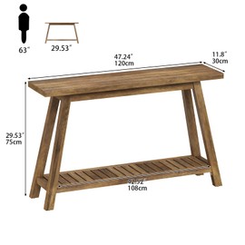 Welfuturer 47.2" Farmhouse Console Table with 2-Tier Open Storage