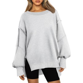 Trendy Queen Trendy Queen Womens Oversized Sweatshirts Hoodies Crewneck Shirts Fall Outfits Teen Girls Y2k Winter Clothes Grey M