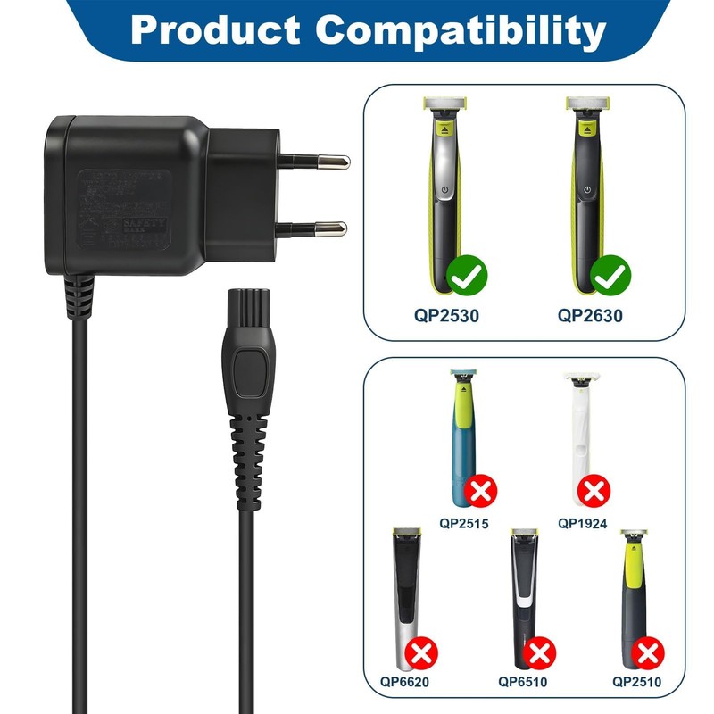 zstg 8V HQ850 Shaver Charging Cable Compatible with Philips Norelco