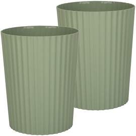 JiatuA Small Trash Can Plastic Wastebasket Round Garbage Container Bin for Bathroom, Kitchen, Bedroom, Home Office, College Dorm, Green 2 Pack
