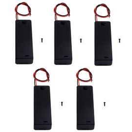 LAMPVPATH (Pack of 5) Single AA Battery Holder with Switch and Cover, 1 AA Battery Holder with Cover and Switch, AA Battery Holder with Leads Wires