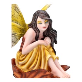 Elf Figurine - Dariel Sitting 13 cm - Figure Elf Fairy Yellow Dress Fantasy Decoration