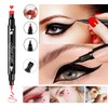 Go Ho 2 PCS Waterproof Liquid Eyeliner Stamps,Double-side Black&Red Smudge-proof