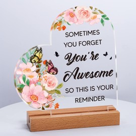 Christmas Inspirational Gifts for Women, Best Friends Gifts for Women Men, Heart-Shaped Acrylic Plaque, Friendship Birthday Gifts for Her, You are Awesome Proud of You Gifts for Women Colleagues