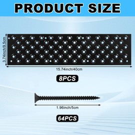 8 Pack Non Slip Aluminum Stair Tread,16 x 3.75 Inch Aluminum Anti-Slip Stair Strip with Screws,Anti Slip Outdoor Stair Treads Coated Black,Metal Stair Nosing Stair Treads for Wooden Ramp Deck Steps