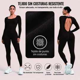 Enterizo Deportivo Mujer, Mameluco de Yoga para Mujer, Sin Espalda, Control de Abdomen, Modelado Corporal, Elasticidad, Mono de Gimnasia son Adecuados para Usar en Ciclismo, para el Ocio en Casa