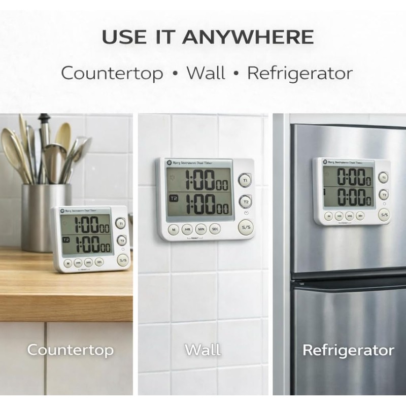 Bjerg Instruments Dual Digital Kitchen Timer – Count Up &