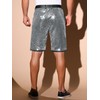 Lars Amadeus Sparkly Silver Sequin Shorts for Men's Straight Leg