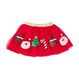 Mud Pie Girls Sequin Chirstmas Tutu, Red, One Size