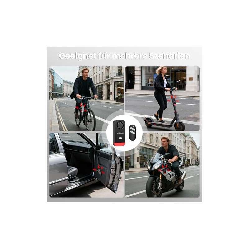 TECKNET Bicycle Alarm System with Remote Control - Waterproof Bicycle