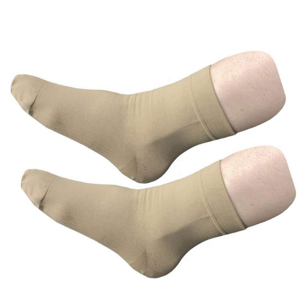 HealthyNees Closed Toe Ankle Plus Size Foot 20-30 mmHg Compression Grade Feet Swelling Energy Circulations Extra Wide Sleeve (Beige, Regular Ankle XL)
