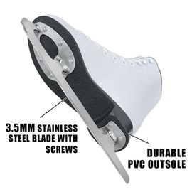 MammyGol Classic Ice Figure Skates for Womens/Misses/Girls Lace up with Stainless Steel Blade Light Support Ice Figure Skates in White Color