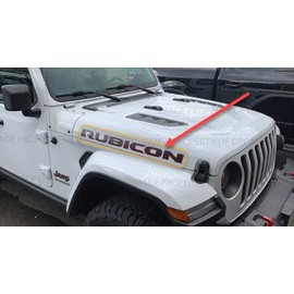 Decal Mods Rubicon Hood Graphic Decal/Sticker fits Jeep Wrangler/Gladiator JL/JT (2019-2024) White Matte CWM (Set of 2) | SJ1Y2