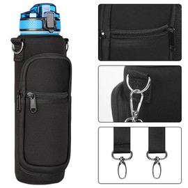 DONGKER Water Bottle Carrier Bag,1L Water Bottle Sling Bag w/Adjustable Shoulder Strap & Phone Pocket for Daily Hiking Travelling Camping