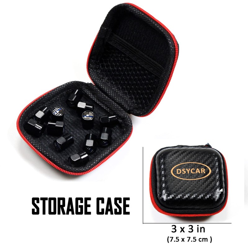 Dsycar 12 Pack Tire Stem Valve Caps Black, Thin Blue