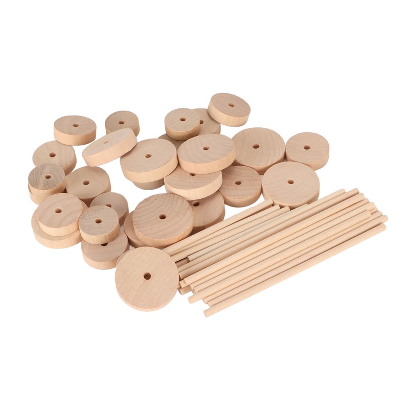 Unfinished Wood Wheels DIY Polished Round Wheel Wooden Pieces for
