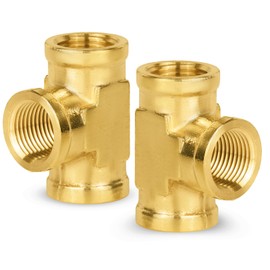 2PACK GUOFIS Brass Pipe Fitting,3/8" NPT Female Tee,3 Way Female Tee Fittings