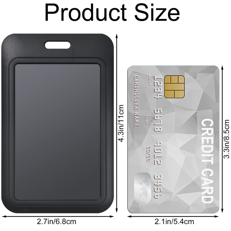 KLEBREIS 6 Pack ID Card Holder Plastic Black Vertical Plastic