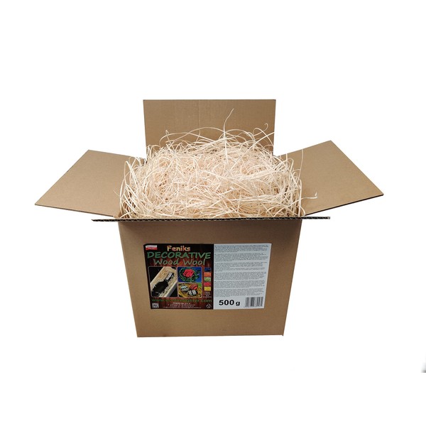 Naturling Wood Wool - 500 g - Filling Material for Packages - Gift Basket - Natural Easter Grass - Gift Decoration - Decorative Straw - (500 g Wood Wool) Like Sisal and Raffia, Cream