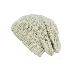 NYFASHION101 Oversized Baggy Slouchy Thick Winter Beanie Hat, Beige