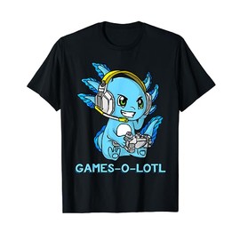 Gamesolotl Axolotl Gamer with Headset Cute Anime Kawaii T-Shirt, black