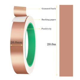 DeJivsin Copper Tape Against Snails, 20 mm x 20 m, Snail Fence, Snail Protection for Raised Bed Plants, Copper Tape, Copper Foil Tape, Shielding Tape, Snail Fence, Snail Protection, Snail Trap