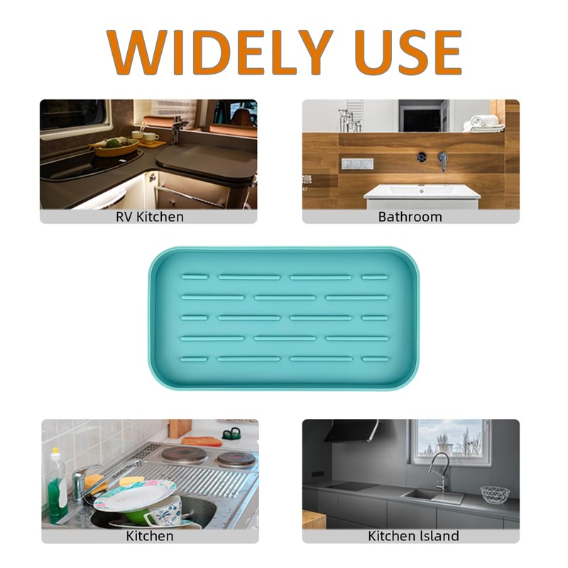 FZHOME Silicone Kitchen Sink Organizer Tray for Multiple Usage (White)