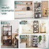 DEANIC 5-Shelf Folding Bookcase with Wheels, Rolling Bookshelf Heavy Duty