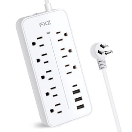 FXZ Power Strip Surge Protector Power Strip with 8 Widely Outlets and 3USB-A&1USB-C Port, 1700W/10A,Overload Protection,Wall Mountable for Indoor, Home, Office or Garage, White (White, 4FT)