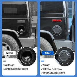 Fuel Door Gas Tank Cap Cover Compatible with Hummer H2 2003-2009, Aluminum Gas Cap Fuel Filler Door Cover, Gas Tank Doors Trim Accessories, with American Flag Pattern