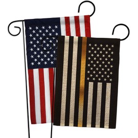 US Thin Gold Line Burlap Burlap Garden Flags Pack First Responders EMT Paramedic EMS Nurse Emergency Medical Technician Supoort USA Applique Small Gift Yard House Banner Double-Sided Made In 13 X 18.5