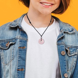 COAI Women's Crystal Necklace Donut Necklace, Rose Quartz Necklace for Women