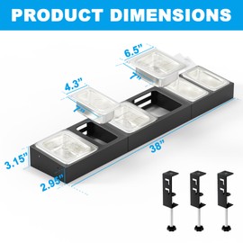 Pizza Topping Station for Grill Prep Stand Table, Condiment Containers with Clear Lids for Pizza Oven Cart Accessories, 38 Inches Length Stainless Steel Seasoning Food Containers w/6 Pcs Spoons