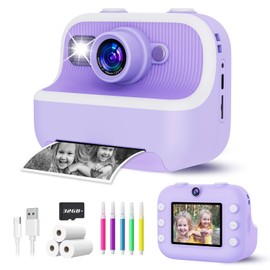 TKECWOB Instant Print Camera for Kids, Christmas Birthday Gifts for Girls Boys, Kids Camera Instant Print with Dual Camera 1080P Digital Camera Toys for 4 5 6 7 8 9 10 Year Old Girl with 32GB SD Card-Purple