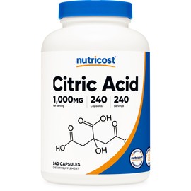 Nutricost Citric Acid 1000mg (1 gram), 240 Capsules - Gluten Free, Non-GMO
