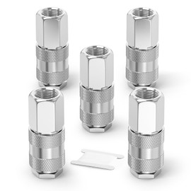 ERGAOBOY 5 Pcs 1/2" BSP Female Air Hose Fittings, Flow Quick Connect Industrial Air Coupler and Plug Kit Couplings Connector, Pneumatic Compressor Hose Fittings Kit for Auto Shop