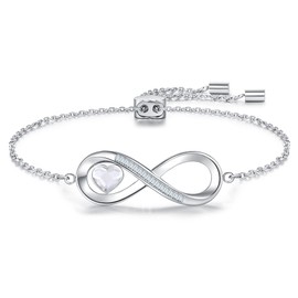 Heart Infinity Women’s Bracelet Blue, Adjustable Clasp Infinity Bracelets, Stainless Steel Jewellery for Her, Girlfriend, Wife, Gift for Valentine's Day, Birthday, Mother's Day, Anniversary, Christmas