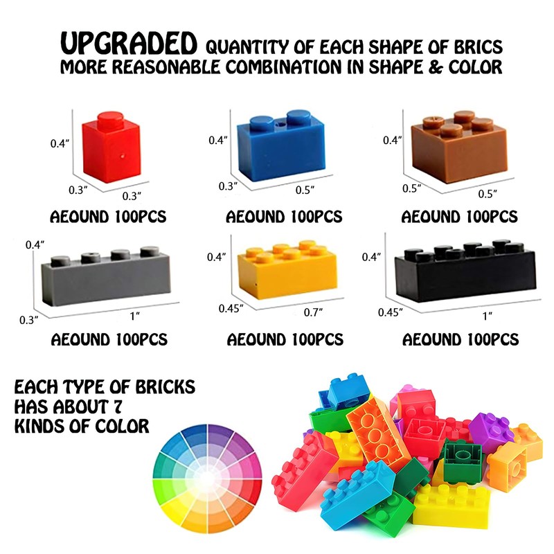 3 otters 1,000PCS Building Bricks Bulk, Classic Building Blocks Set