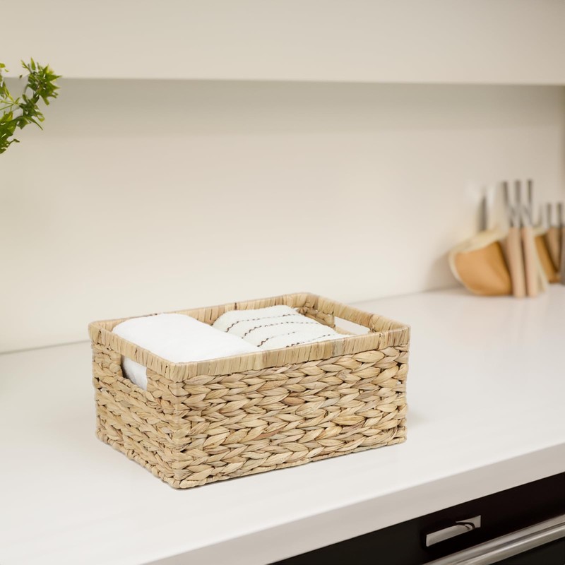 Wicker Baskets, Rattan Woven Baskets, Water Hyacinth Baskets for Organizing,