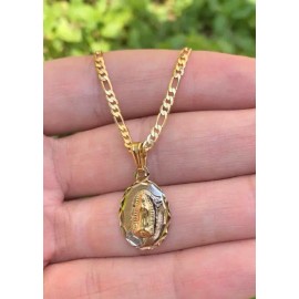 primejewelry269 14k Oro Laminado Medalla de Virgen de Guadalupe & Cadena 20" Para Mujeres