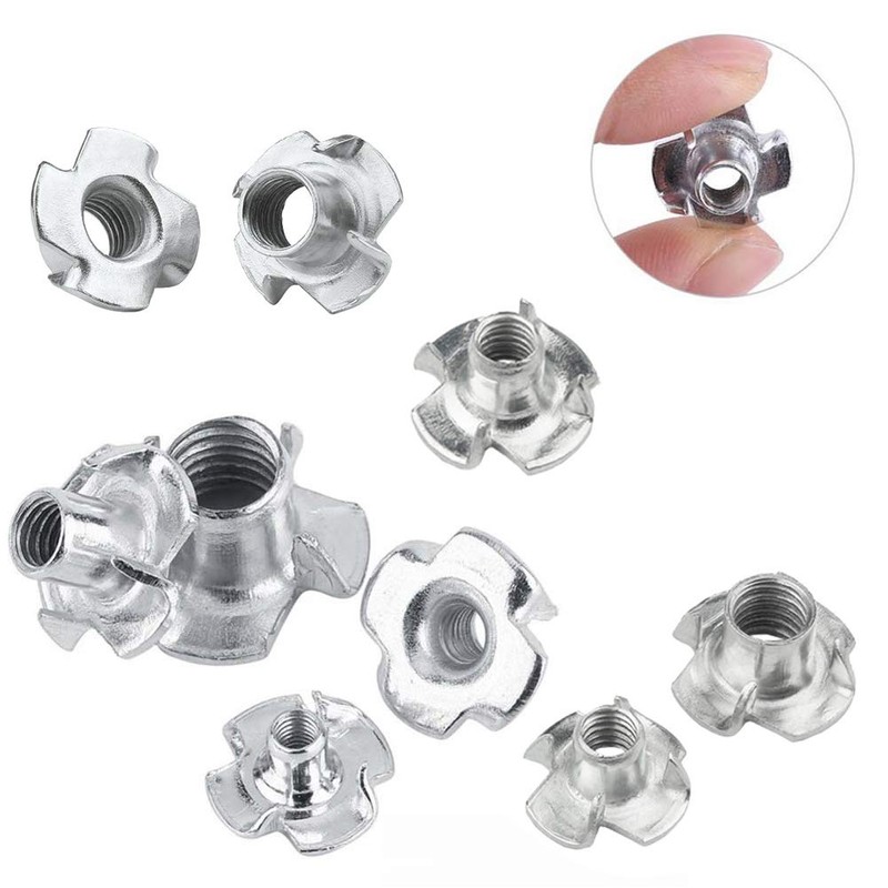 Bestgle Four-Pronged Nuts T-Nuts with Prongs, 100-Piece Set, M6 Nuts