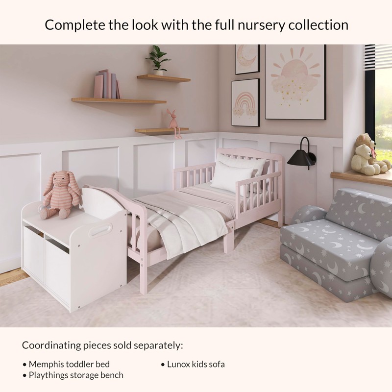 Dream On Me Classic Design Toddler Bed in Pink, Low-to-Floor