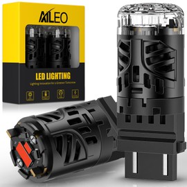 AILEO 3157 Red LED Brake Light Bulbs,2500LM 30W High Power Dual-Chip Design, CANBUS Error Free Anti Hyper Flash, Super Bright 3056 3057 3156 3457 4057 4157 3157NA Brake Tail Stop Lights, 2 Pack