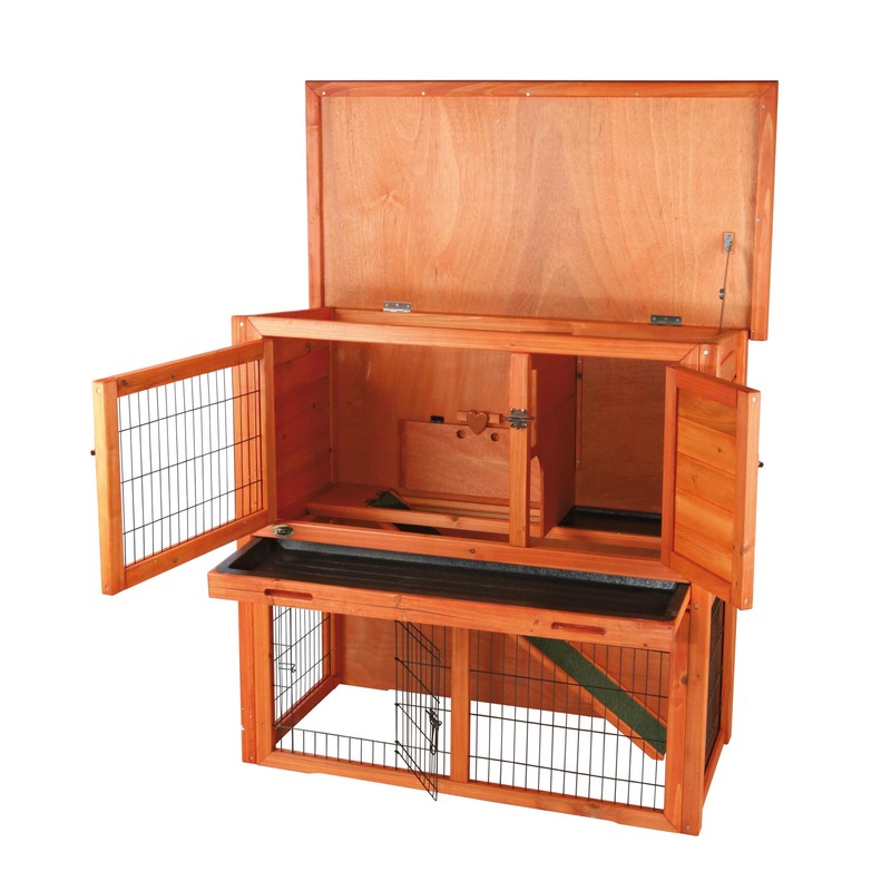 TRIXIE natura Outdoor Rabbit Hutch with Run - 2-Story Rabbit