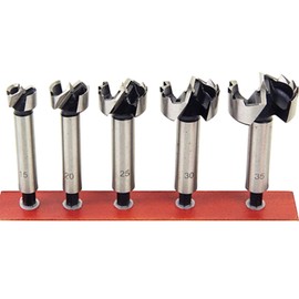 E-Value Woodworking Drill Bore Bit Set, 0.6, 0.9, 1.08, 1.2 inches (15, 20, 25, 30, 35 mm), Set of 5